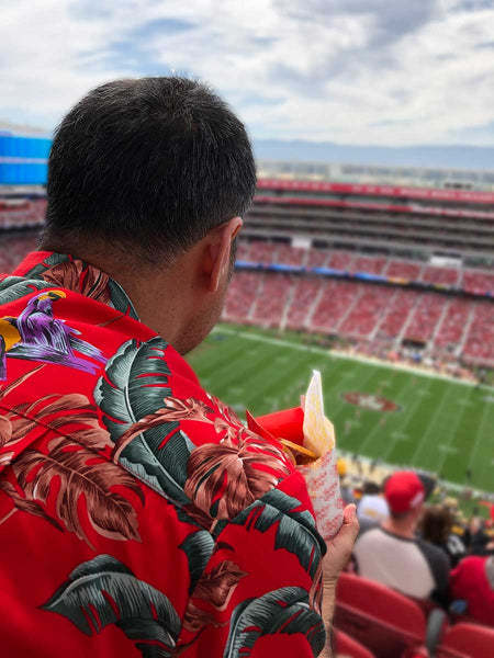 Magnum PI shirt at a football stadium